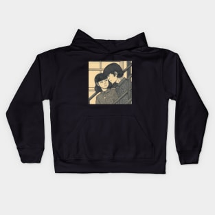 Retro Young Couple Kids Hoodie